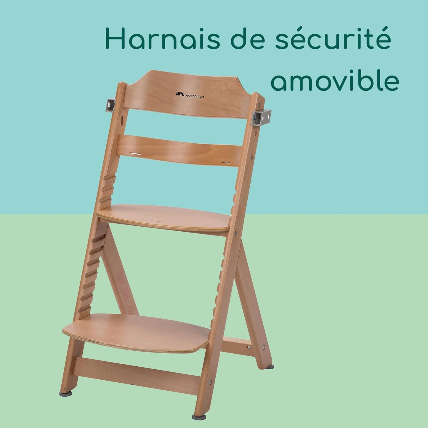 Bebeconfort Timba Chaise Haute Évolutive avec Coussin – Bois Naturel/Beige, 6 Mois à 10 Ans