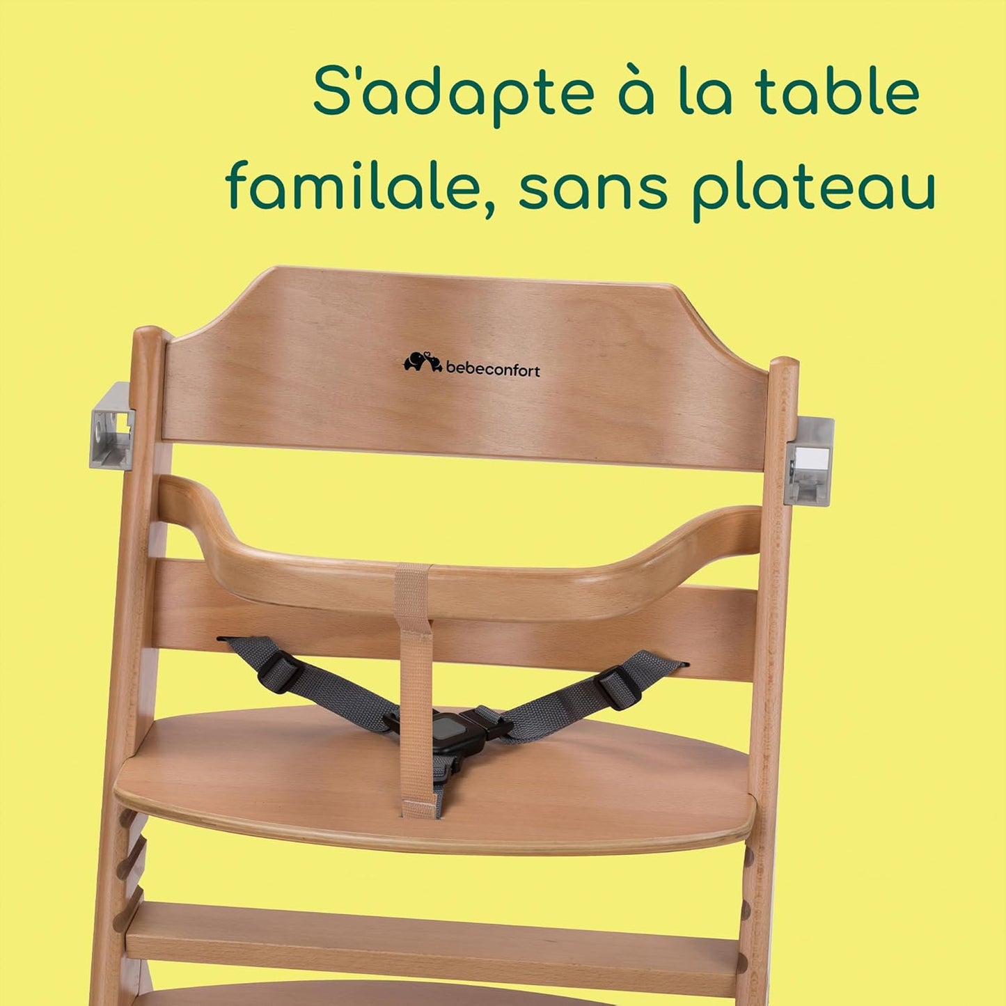 Bebeconfort Timba Chaise Haute Évolutive avec Coussin – Bois Naturel/Beige, 6 Mois à 10 Ans