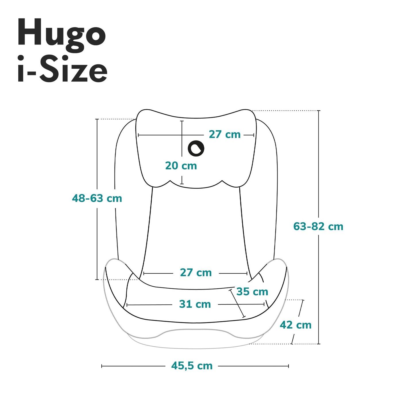 Siège Auto Rehausseur Lionelo Hugo i-Size, 100-150 cm, ISOFIX, Appui-tête Réglable, Protection Latérale, Accoudoirs, Dossier Amovible – Noir