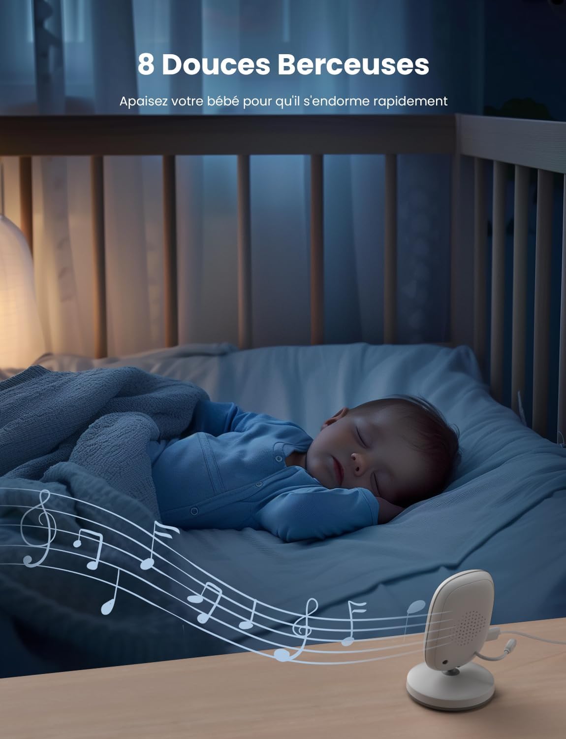 GHB Babyphone Vidéo 3.2" avec Caméra, Vision Nocturne & Audio Bidirectionnel – 720p