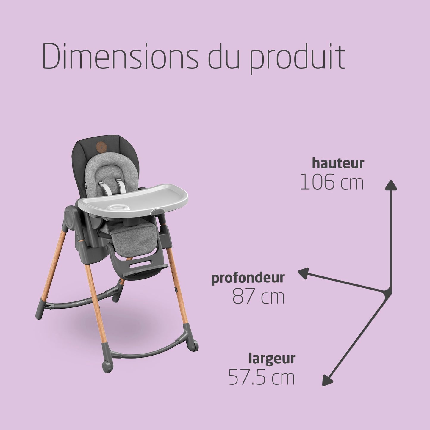 Maxi-Cosi Minla Chaise Haute Évolutive, 0-14 Ans, 60 kg, Essential Graphite