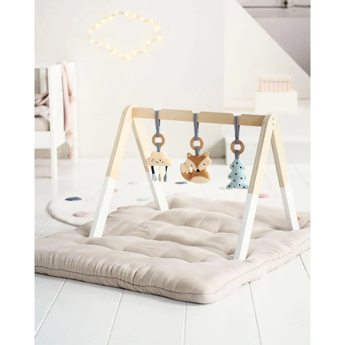 Portique pour Bébé en Bois avec 3 Accessoires Inclus