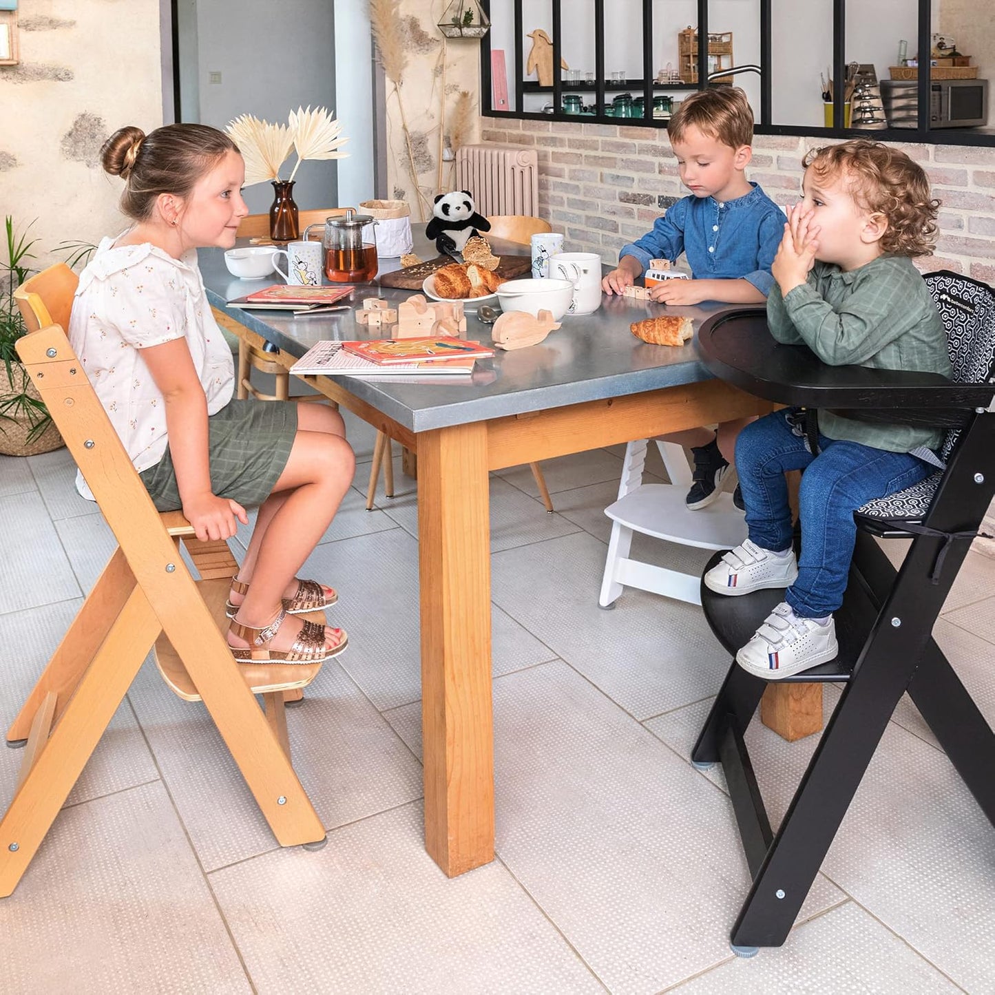 Bebeconfort Timba Chaise Haute Évolutive avec Coussin – Bois Naturel/Beige, 6 Mois à 10 Ans