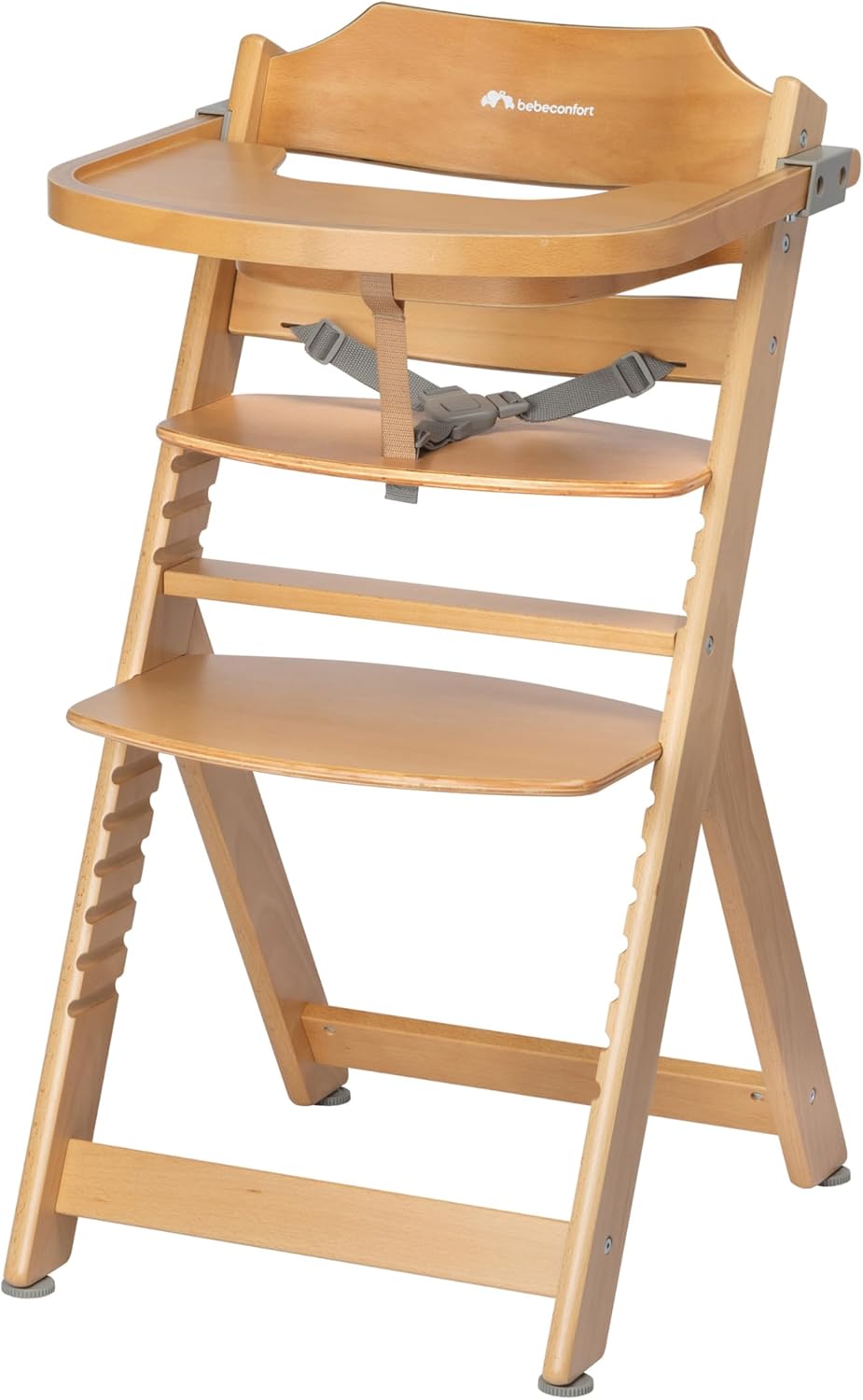 Bebeconfort Timba Chaise Haute Évolutive avec Coussin – Bois Naturel/Beige, 6 Mois à 10 Ans