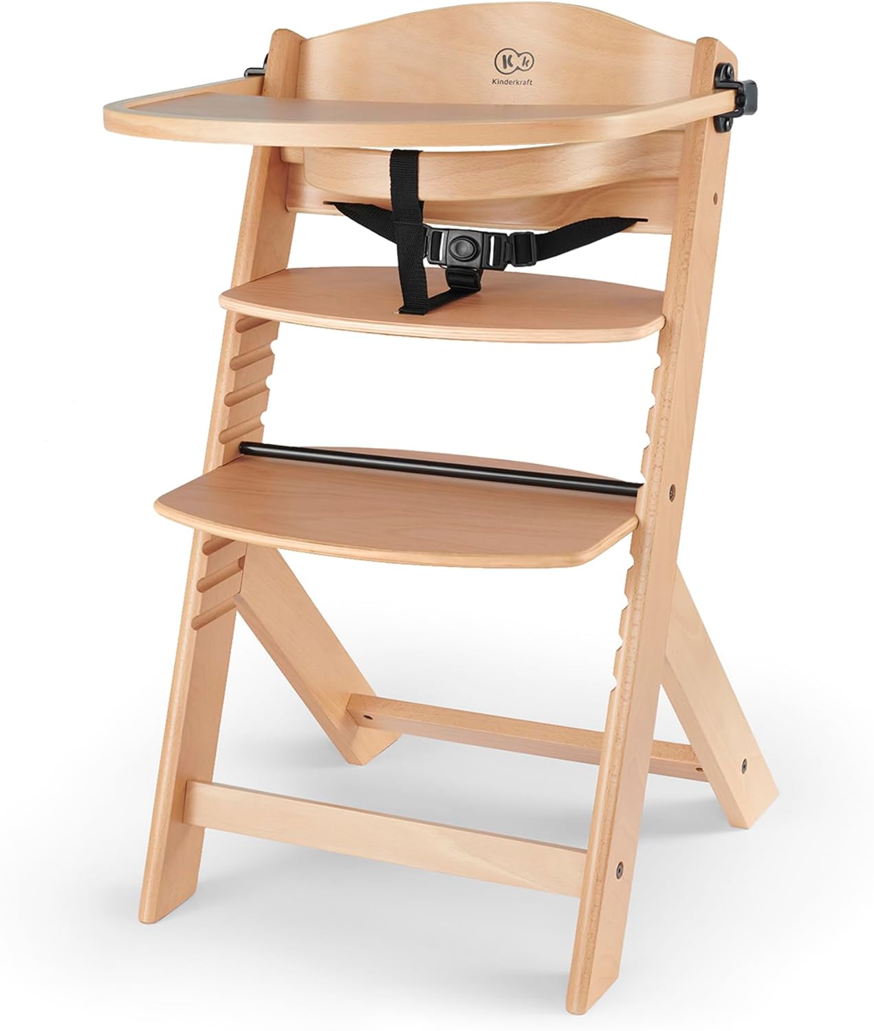 Kinderkraft ENOCK Chaise Haute Bébé Évolutive 3 en 1 avec Plateau – Bois Naturel