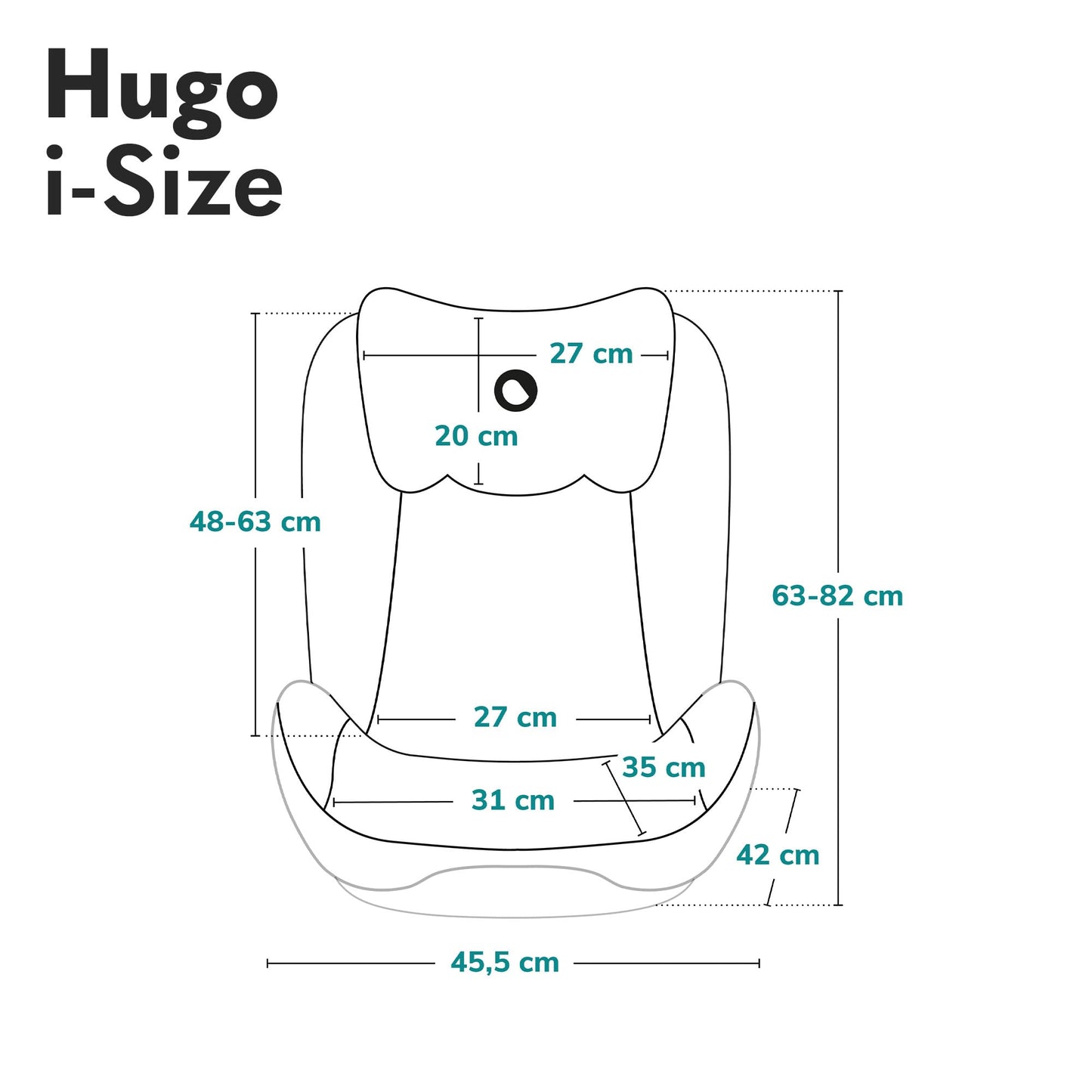 Siège Auto Rehausseur Lionelo Hugo i-Size, 100-150 cm, ISOFIX, Appui-tête Réglable, Protection Latérale, Accoudoirs, Dossier Amovible – Noir