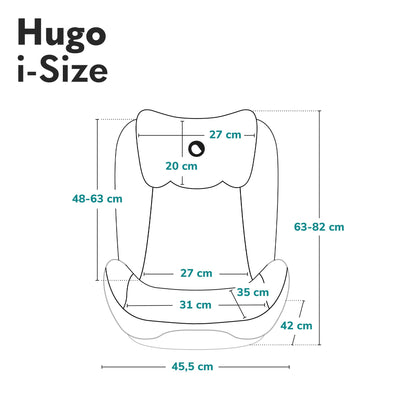 Siège Auto Rehausseur Lionelo Hugo i-Size, 100-150 cm, ISOFIX, Appui-tête Réglable, Protection Latérale, Accoudoirs, Dossier Amovible – Noir