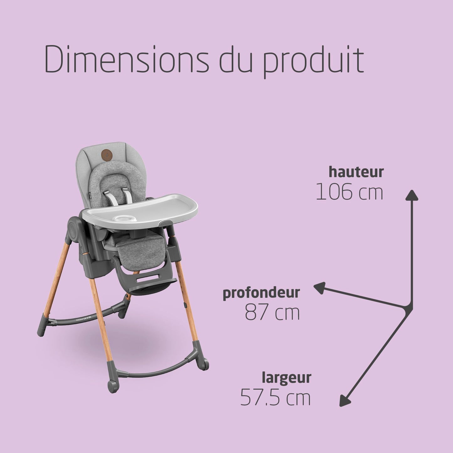 Maxi-Cosi Minla Chaise Haute Évolutive, 0-14 Ans, 60 kg, Essential Graphite