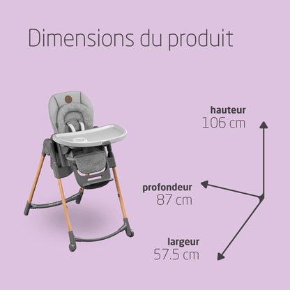 Maxi-Cosi Minla Chaise Haute Évolutive, 0-14 Ans, 60 kg, Essential Graphite