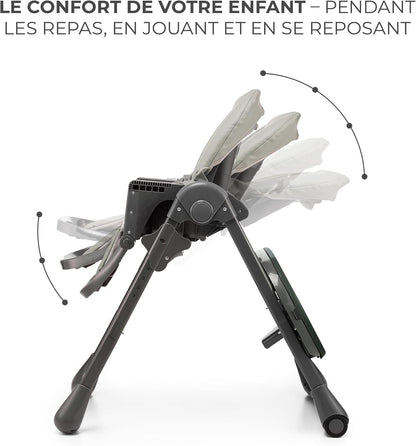 Kinderkraft TUMMIE Chaise Haute Bébé 2 en 1 Inclinable avec Jouets – Beige