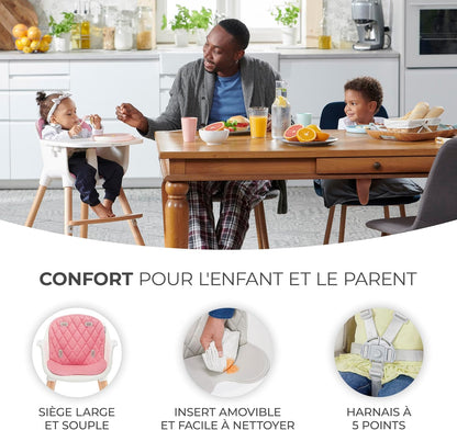 Kinderkraft SIENNA Chaise Haute Bébé avec Plateau et Repose-Pieds – Gris, jusqu’à 20 kg