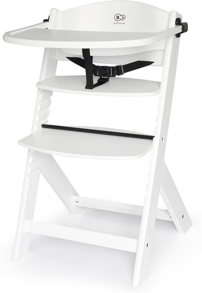 Kinderkraft ENOCK Chaise Haute Bébé Évolutive 3 en 1 avec Plateau – Bois Naturel