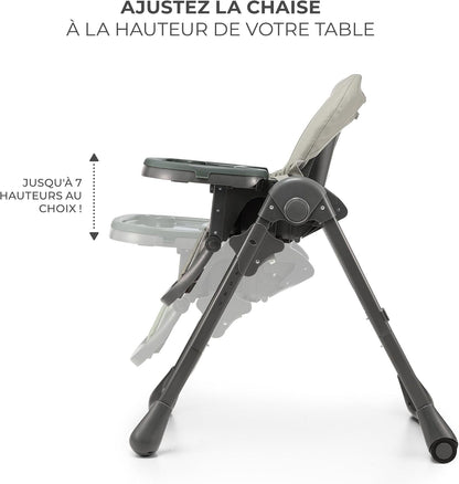 Kinderkraft TUMMIE Chaise Haute Bébé 2 en 1 Inclinable avec Jouets – Beige