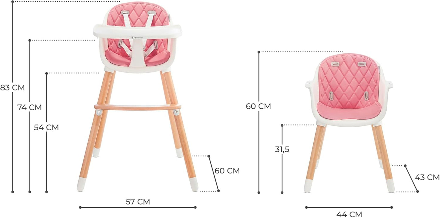 Kinderkraft SIENNA Chaise Haute Bébé avec Plateau et Repose-Pieds – Gris, jusqu’à 20 kg