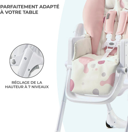 Kinderkraft YUMMY Chaise Haute Bébé Réglable avec Plateau et Repose-Pieds – Gris, jusqu’à 15 kg
