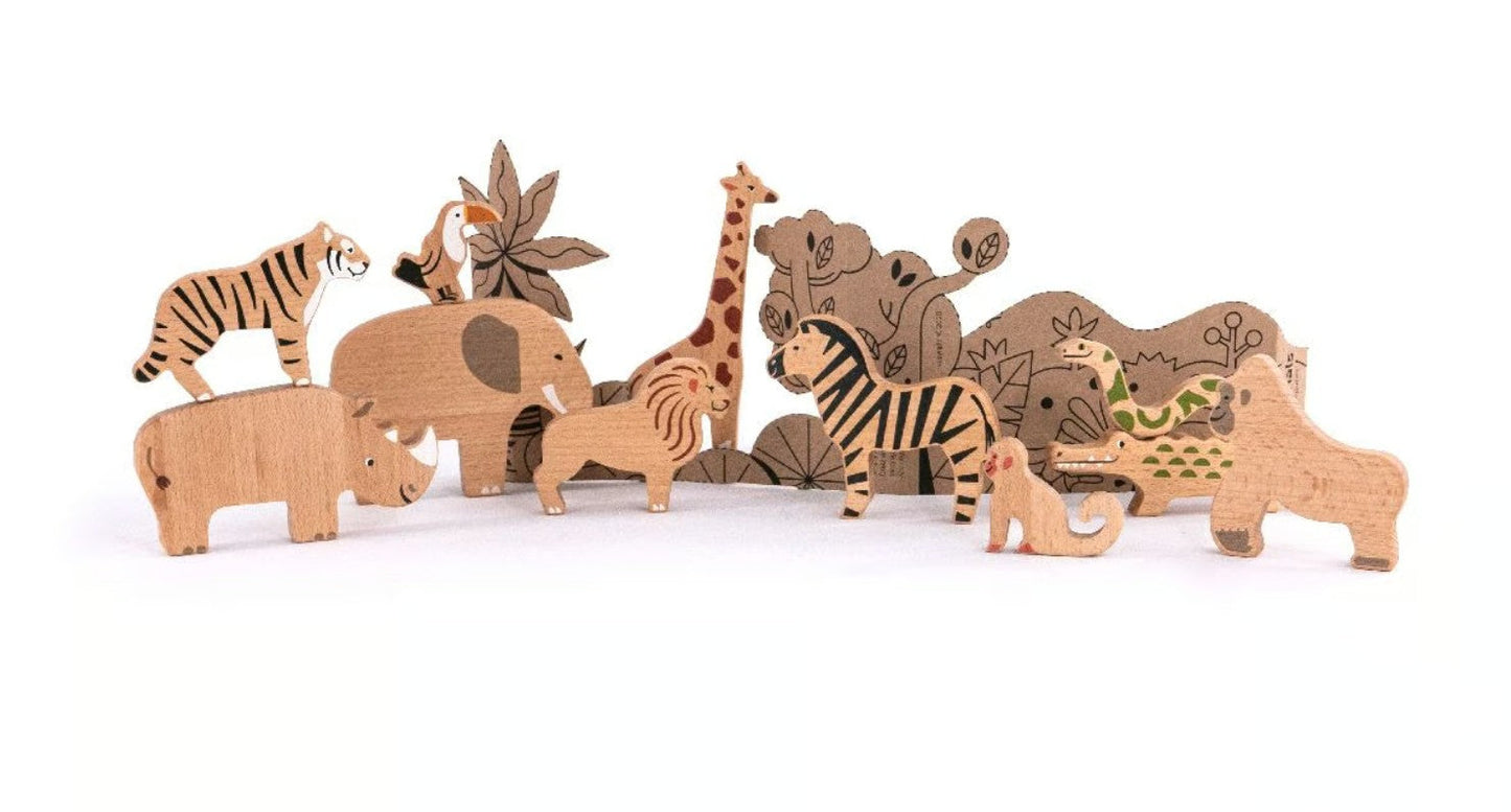 Set d’animaux en bois pour enfant – Jouet éducatif