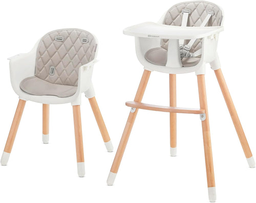Kinderkraft SIENNA Chaise Haute Bébé avec Plateau et Repose-Pieds – Gris, jusqu’à 20 kg