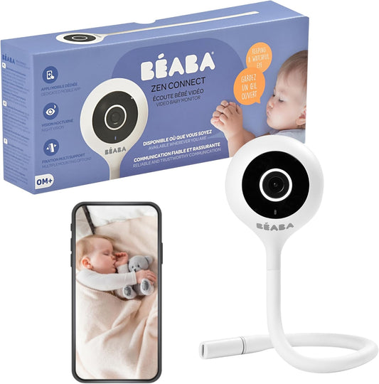 BÉABA Zen Connect Babyphone Vidéo Full HD 1080p, WiFi & Talkie-Walkie – Longue Portée
