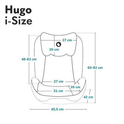Siège Auto Rehausseur Lionelo Hugo i-Size, 100-150 cm, ISOFIX, Appui-tête Réglable, Protection Latérale, Accoudoirs, Dossier Amovible – Noir