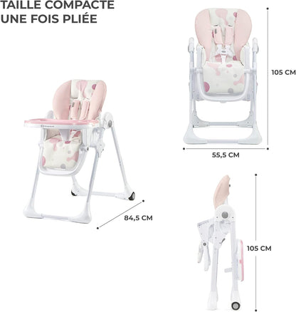 Kinderkraft YUMMY Chaise Haute Bébé Réglable avec Plateau et Repose-Pieds – Gris, jusqu’à 15 kg