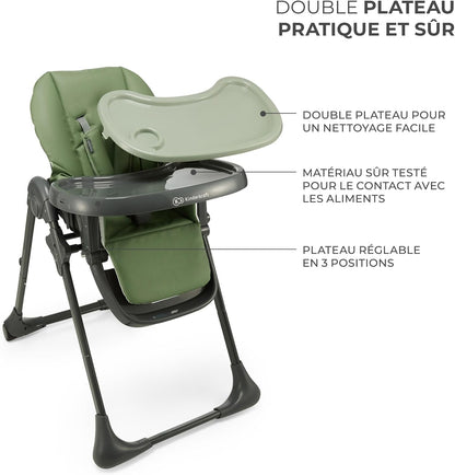 Kinderkraft TUMMIE Chaise Haute Bébé 2 en 1 Inclinable avec Jouets – Beige