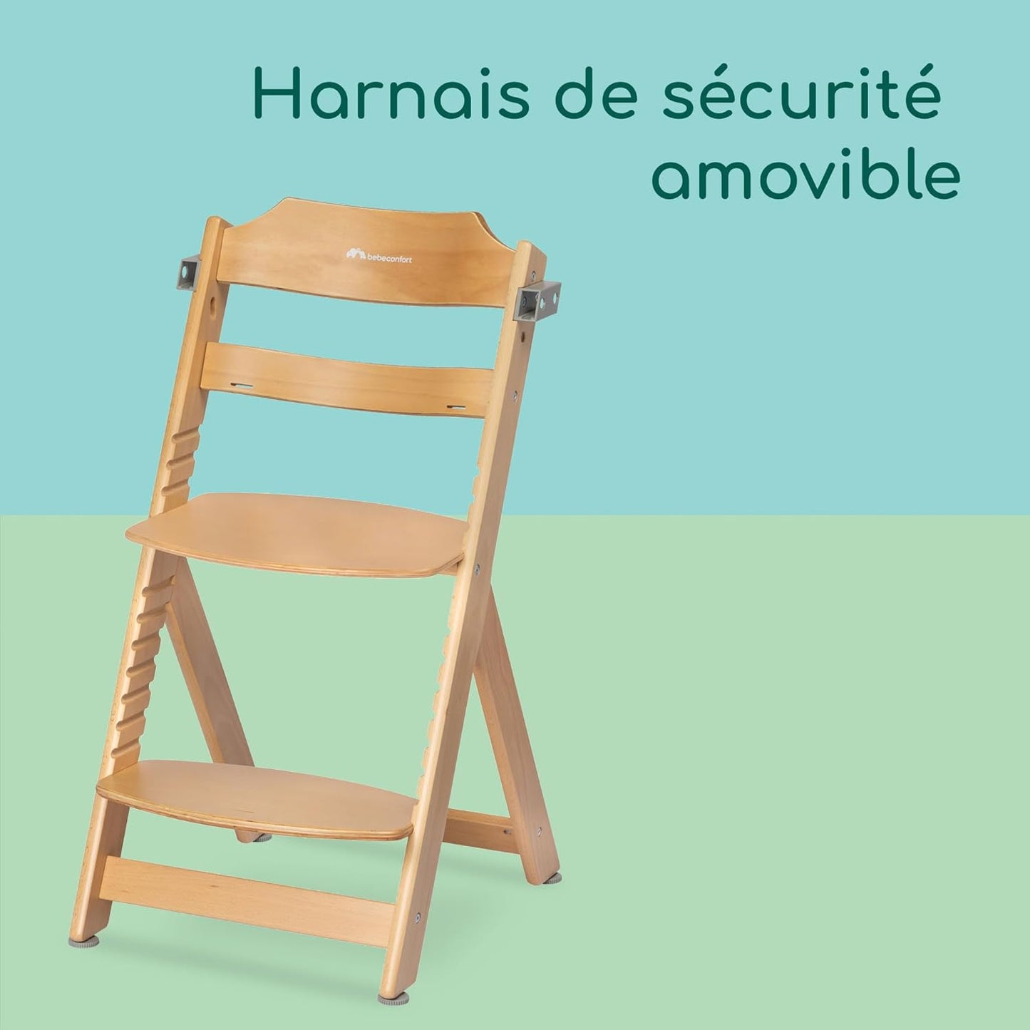 Bebeconfort Timba Chaise Haute Évolutive avec Coussin – Bois Naturel/Beige, 6 Mois à 10 Ans