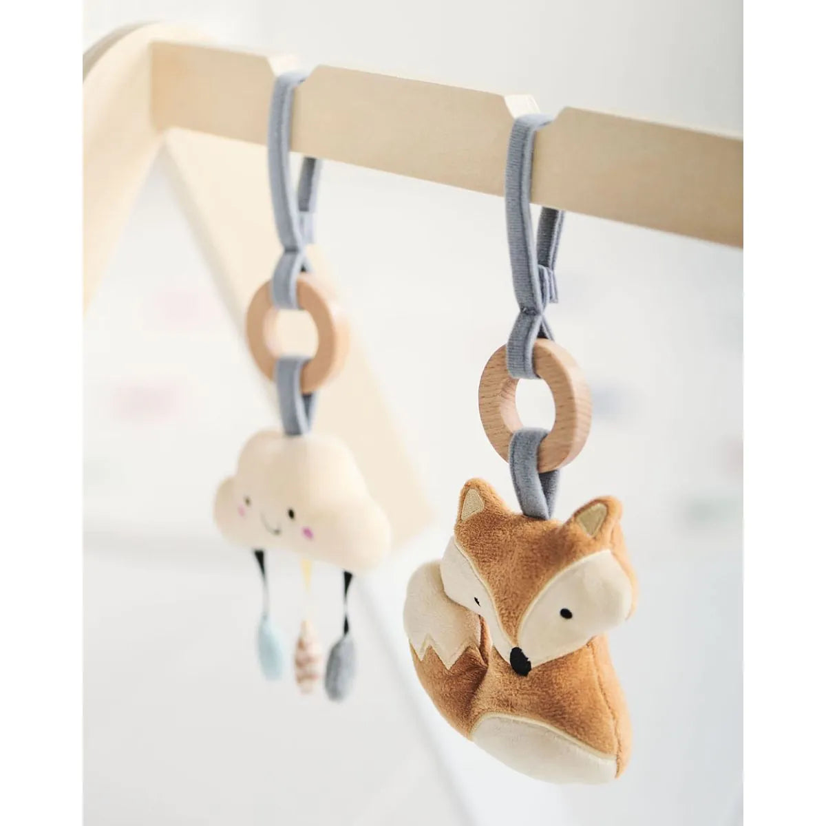 Portique pour Bébé en Bois avec 3 Accessoires Inclus