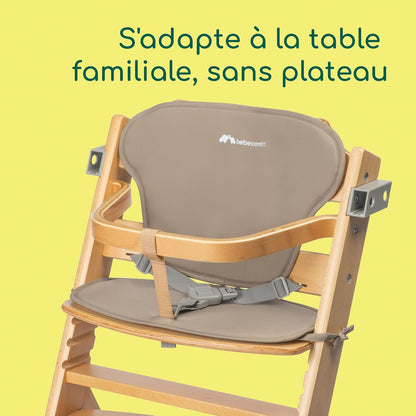 Bebeconfort Timba Chaise Haute Évolutive avec Coussin – Bois Naturel/Beige, 6 Mois à 10 Ans