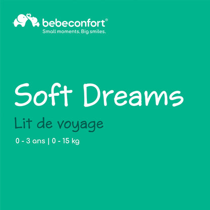 Lit Parapluie Bebeconfort Soft Dreams, Naissance-3 Ans, 15 kg, Avec Matelas, Hauteur Réglable, Gray Mist