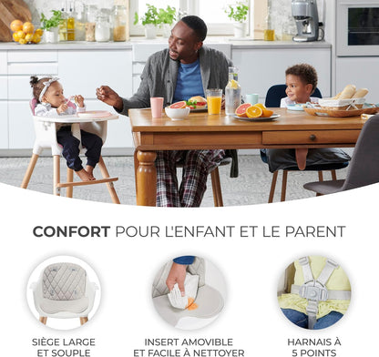 Kinderkraft SIENNA Chaise Haute Bébé avec Plateau et Repose-Pieds – Gris, jusqu’à 20 kg