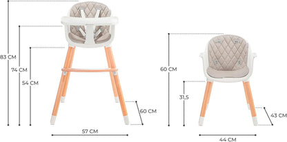 Kinderkraft SIENNA Chaise Haute Bébé avec Plateau et Repose-Pieds – Gris, jusqu’à 20 kg