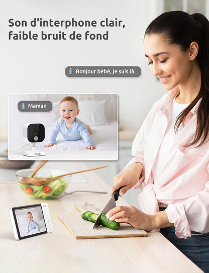 GHB Babyphone Vidéo 5" HD 720p avec Caméra, VOX & Capteur Température
