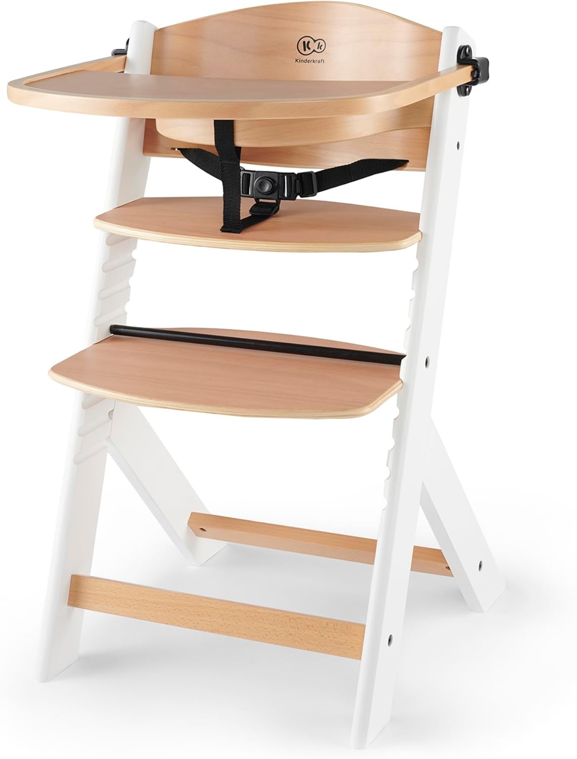 Kinderkraft ENOCK Chaise Haute Bébé Évolutive 3 en 1 avec Plateau – Bois Naturel